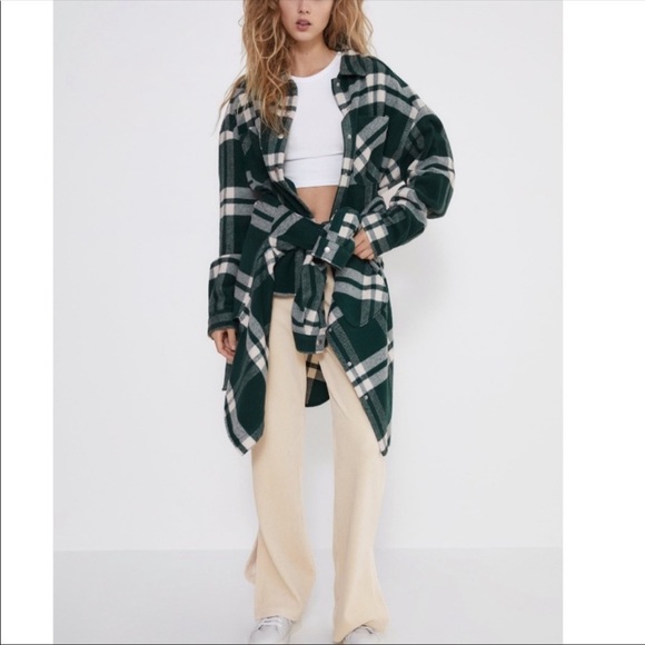 ZARA PLAID OVERSHIRT Green Large - Picture 5 of 14
